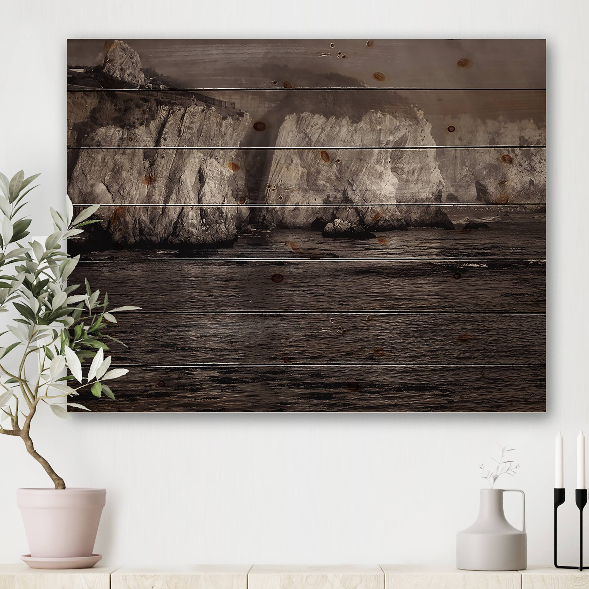 Designart - Gold Cliffs In The Fog